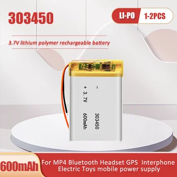 1-2ШТ 303450 3,7 В 600 мАч Перезаряжаемая Литий-Полимерная Батарея Для Смарт-Часов MP5 GPS Bluetooth-Гарнитура Динамик Игрушки Рекордер