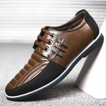 2023 Мужская кожаная обувь, высококачественная эластичная лента, Модный дизайн, Прочная Удобная мужская обувь, Большие размеры 38-46