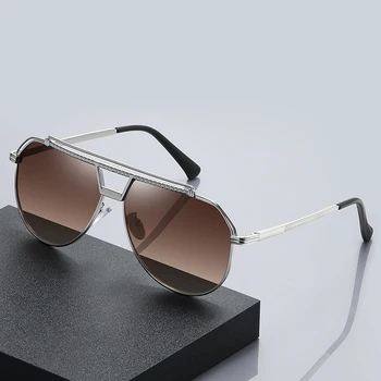2023 Мужские солнцезащитные очки для вождения пилота, Поляризованные мужские очки для рыбалки UV400, трендовые летние оттенки в стиле ретро с градиентом
