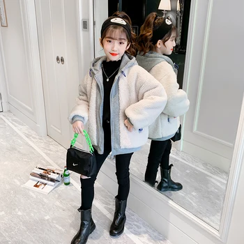 2023 Новое зимнее бархатное пальто с хлопчатобумажной подкладкой для девочек из пшеничного колоса, корейская версия детского бархатного пальто с подкладкой Zhongda
