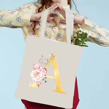 26 Женских сумочек с цветочным алфавитом, забавные женские сумки через плечо, повседневная сумка для покупок для девочек Y2K, элегантная холщовая сумка-тоут