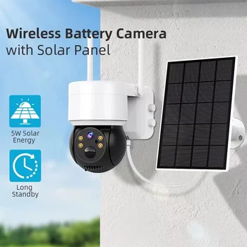 2K 4MP WIFI Солнечная PTZ IP-Камера Обнаружения Человека Видеокамера Видеонаблюдения С Солнечной Панелью 4000 мАч Для Подзарядки Li-Batterie