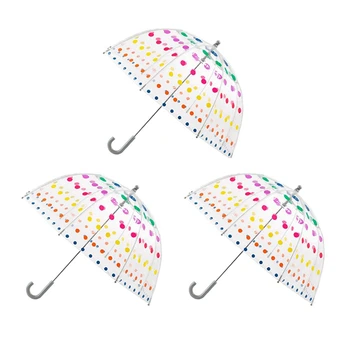 3X Детский прозрачный зонт с пузырьками, мужские и женские детские зонты, прозрачный модный зонт с длинной ручкой