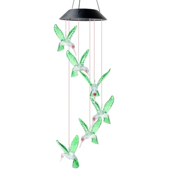 5X Светодиодная лампа с солнечным ветровым перезвоном Лампа с Птичьим ветровым перезвоном Подвесная Декоративная лампа с ветровым перезвоном Лампа для изменения цвета Солнечная Лампа