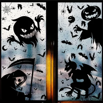 8ШТ Наклейки для украшения Хэллоуина на окно, Мрачный Жнец, Ведьма, Призрак, наклейка на стену, декор для Хэллоуина, Тыквенная наклейка, принадлежности для вечеринок