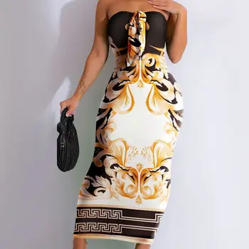 CINESSD 2023 Женское бандажное облегающее платье в дворцовом стиле без рукавов и бретелек длиной до щиколоток