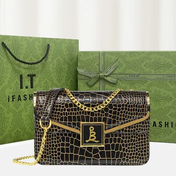 Gete 2023 Новая мода, импортная сумка из крокодиловой кожи, кожаная сумочка, кошелек из крокодиловой кожи, сумка Xiao Fang с покрытием для протирания живота, наклонная сумка