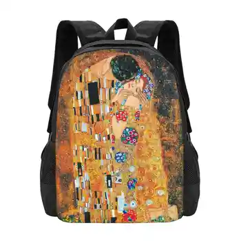 Gustav Klimt-The Kiss Лидер продаж, рюкзак, модные сумки, Gustav Klimt The Kiss, Художественные Объятия, Привязанность, Милая, Красивая