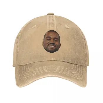 Kanye West Funny Face Head Мужские И Женские Бейсболки Рэппер Потертые Джинсовые Шляпы Кепка Винтажная Для Бега на Открытом Воздухе Гольф Snapback Hat