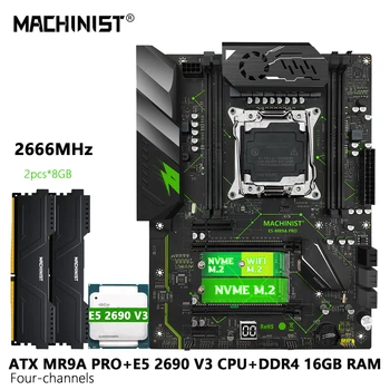 MACHINIST X99 Kit Комплект Материнской платы LGA 2011-3 Xeon CPU E5 2690 V3 процессор + DDR4 2 * 8 ГБ оперативной памяти 2666 МГц Память NVME M.2 usb MR9A PRO