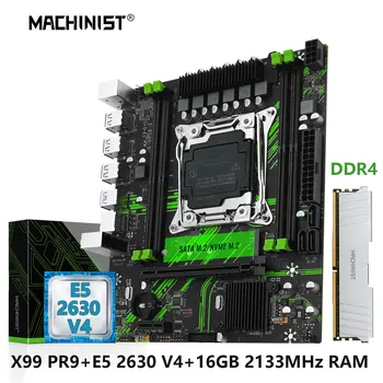 MACHINIST X99 PR9 Комплект материнской платы Kit LGA 2011-3 Xeon CPU E5 2630 V4 Процессор DDR4 ECC 16 ГБ оперативной памяти NVME/SATA M.2 usb M-ATX