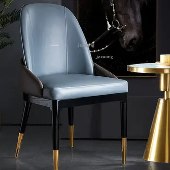 Nordic Light Роскошный Обеденный стул Для дома Современная минималистичная Дизайнерская Кожаная Кухонная мебель Модные Обеденные стулья со спинками