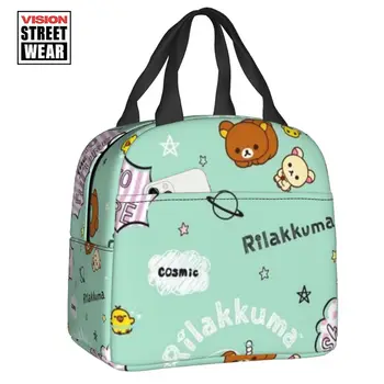 Rilakkuma, термоизолированные сумки для ланча с мультяшным персонажем, Переносная сумка для ланча для работы, учебы и путешествий, Многофункциональная коробка для еды