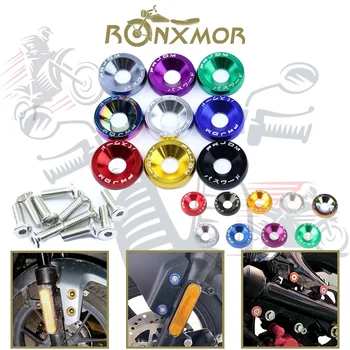RONXMOR 10 шт., винт для украшения автомобиля мотоцикла, прокладка винта в стиле M6 для модификации автомобиля JDM, прокладка рамки номерного знака, винт