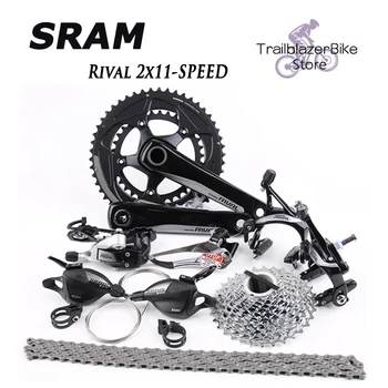 SRAM Rival 2x11-Скоростной дорожный велосипед с Плоским рулем, Групповой набор велосипедов 52-36 Т, Коленчатый Вал, Ободные Тормозные Суппорты, Комплект Механического Переключателя