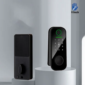 TTlock Bluetooth Smart Deadbolt Дверной замок с приложением удаленного доступа без ключа Электронная клавиатура Домашний Деревянный замок с паролем по отпечатку пальца