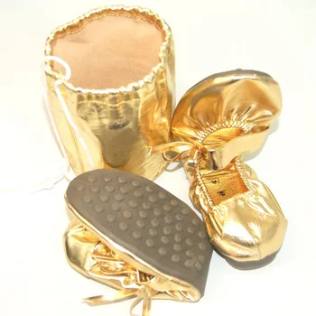 USHINE Золотистая Кожаная подошва с сухожилиями, Мягкая Обувь для занятий йогой, Балет, Танцевальная обувь для танца живота, женская обувь
