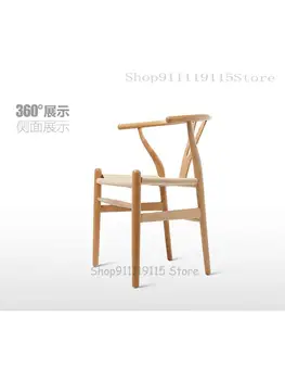 Y Стул из массива дерева, Скандинавский Простой Современный обеденный стул, спинка для отдыха, домашний деревянный стул, Китайский ротанговый книжный стул