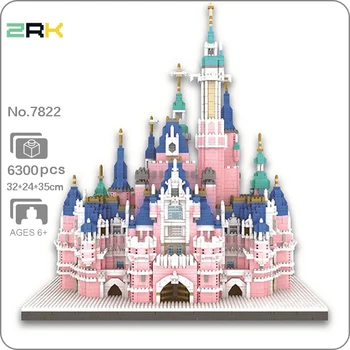 ZRK 7822 Парк развлечений World Architecture, Сказочный замок, 3D Мини-алмазные блоки, кирпичи, строительная игрушка для детей, подарок без коробки
