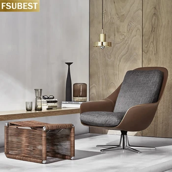 Вилла дизайн-отеля FSUBEST из массива дерева, Одноместный кожаный стул, Дизайнерское кресло Cadeira, шезлонги Silla Для гостиной Poltronas