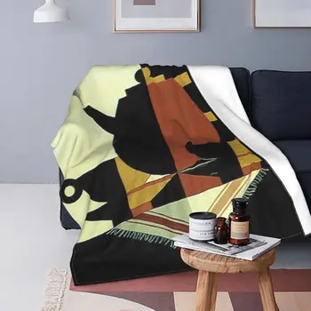 Винтажное кофейное ультрамягкое одеяло из микрофлиса, модное теплое антипригарное покрытие для кемпинга