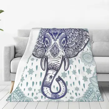 Волк, этнический слон в стиле бохо, мягкое фланелевое покрывало для дивана-кровати, теплое одеяло, легкие одеяла для дивана, дорожное одеяло