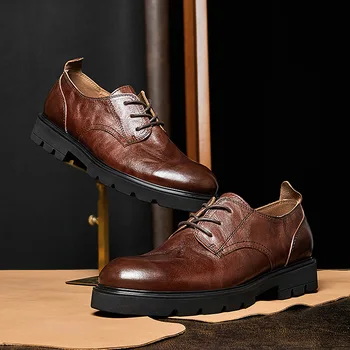 Высококачественная обувь из натуральной кожи, мужские лоферы, мужские модельные туфли из воловьей кожи, Деловая мужская обувь, весенняя дизайнерская обувь, осень-зима