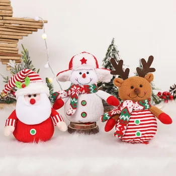 Вязаная плюшевая кукла, Рождественский мешок Санта-Клауса, Детские Рождественские Подарки, Сумка для конфет, Изысканный Рождественский льняной мешочек с принтом Санта-Клауса