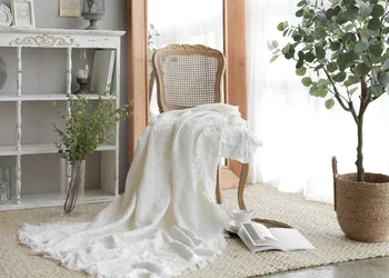 Вязаное одеяло для пикника в скандинавском стиле с кисточками, супер Мягкое Богемное одеяло для кровати, чехол для дивана, покрывало, Однотонные одеяла для декора дивана в клетку