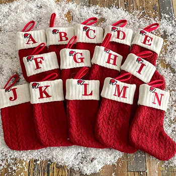 Вязаные носки с Рождественским алфавитом, украшения для Рождественской елки, Рождественские украшения для дома 2023 Navidad Noel 2024, Рождественский подарок