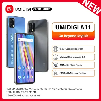 Глобальная версия В наличии UMIDIGI A11 Android 11 Смартфон 4 ГБ 128 ГБ Helio G25 6,53 