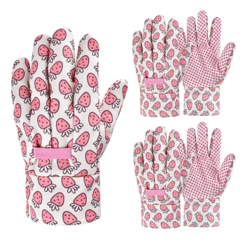 Детские перчатки 1-6 лет, нескользящие садовые перчатки из ПВХ в горошек для работы во дворе, дышащие Садовые перчатки для малышей