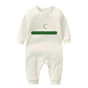 детский комбинезон для новорожденных, модный дизайнерский комбинезон с длинными рукавами из чистого хлопка с принтом для маленьких мальчиков и девочек