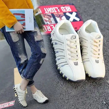 Женская обувь Осень 2022, Новая корейская версия повседневной спортивной обуви Flat Everything в стиле ретро большого размера