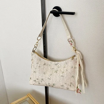 Женская сумка-портмоне, соломенные сумки, летняя сумка-тоут, плетеная пляжная сумка подмышками