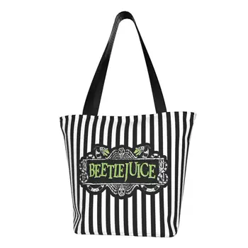 Женская сумка-тоут для покупок из продуктов Tim Burton Beetlejuice, милые сумки для покупок из фильмов ужасов, сумки через плечо, сумки большой вместимости