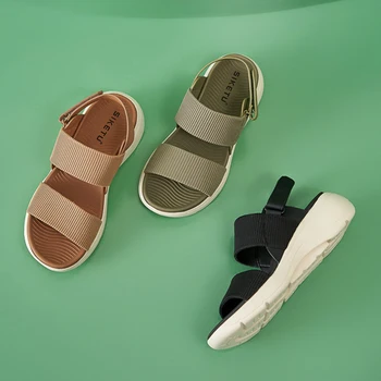 Женские летние сандалии SIKETU, водонепроницаемая обувь на платформе с ремешком на щиколотке, Удобные повседневные сандалии на наклонном каблуке
