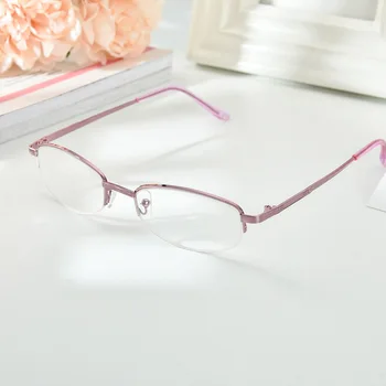 Женские розовые Полукадровые Элегантные Очки для чтения Металлические Модные Очки для чтения из смолы Сверхлегкие очки для чтения