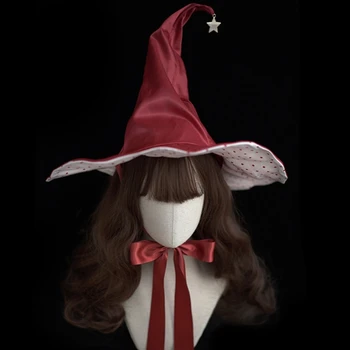Женский костюм Ведьмы, Плиссированная шляпа Волшебника, головные уборы для вечеринки в честь Хэллоуина, Праздничные шляпы-клоши, праздничный головной убор для девочек-подростков, шляпа для косплея