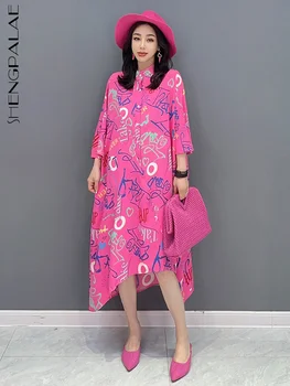 Женское модное платье с принтом SHENGPALAE, нерегулярный повседневный универсальный халат, Vestido Female 2023, осенняя новая одежда 5R2602