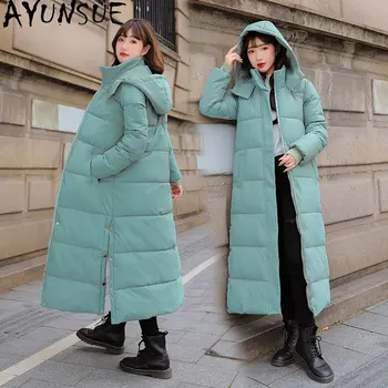 Зимняя новая Женская куртка с хлопковой подкладкой 2023, Корейские удлиненные Тонкие куртки, женские теплые Утолщенные Пуховые хлопковые пальто Abrigo Mujer