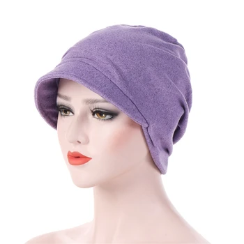 Зимняя теплая женская шапка-капот, простая осенняя Ветрозащитная шляпа с полями для женщин, Модная однотонная шляпа с наушниками