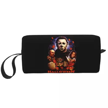 Изготовленная на заказ сумка для туалетных принадлежностей на Хэллоуин из фильма ужасов, женский косметический органайзер Майкла Майерса, женская коробка для хранения косметики Dopp Kit Box