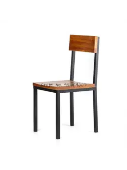 Изготовленный на заказ обеденный стул из кованого железа и цельного дерева в индустриальном стиле, современный стул, квадратный стул, простой табурет, бытовой стул для отдыха