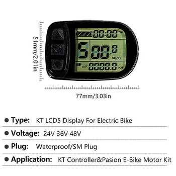 Измерительный Прибор SM Разъем Спидометр 24V36V48V Велосипед Для Настройки Передачи Электронного Велосипеда KT-LCD5 ЖК-Дисплей Экран дисплея
