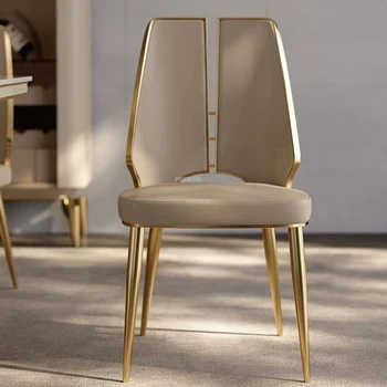 Итальянский легкий Роскошный обеденный стул Мебель для домашней столовой Минималистичный металлический ресторанный стул Стул со спинкой в скандинавском стиле для кухни