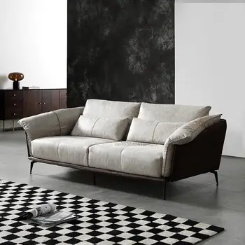 Итальянский минималистичный тканевый диван с современными технологиями, Гостиная для маленькой квартиры, Прямой диван для трех человек, Простая мебель