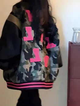 Камуфляжная бейсбольная куртка с вышивкой в виде полотенца с буквами, женская новинка весны 2023, свободная дизайнерская куртка ins в китайском стиле