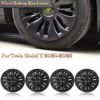 Колпак ступицы колеса автомобиля, 19-дюймовая крышка обода, колпак ступицы, Автомобильная деталь в стиле турбины, матовый черный для Tesla Model Y 2020-2023 гг.
