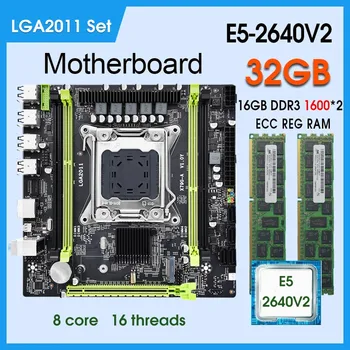 Комплект материнской платы X79G-A Office Assistant с процессором Xeon E5 2640 V2 LGA2011 и 2 * 16 ГБ = 32 ГБ оперативной памяти ddr3 RECC 1600 МГц